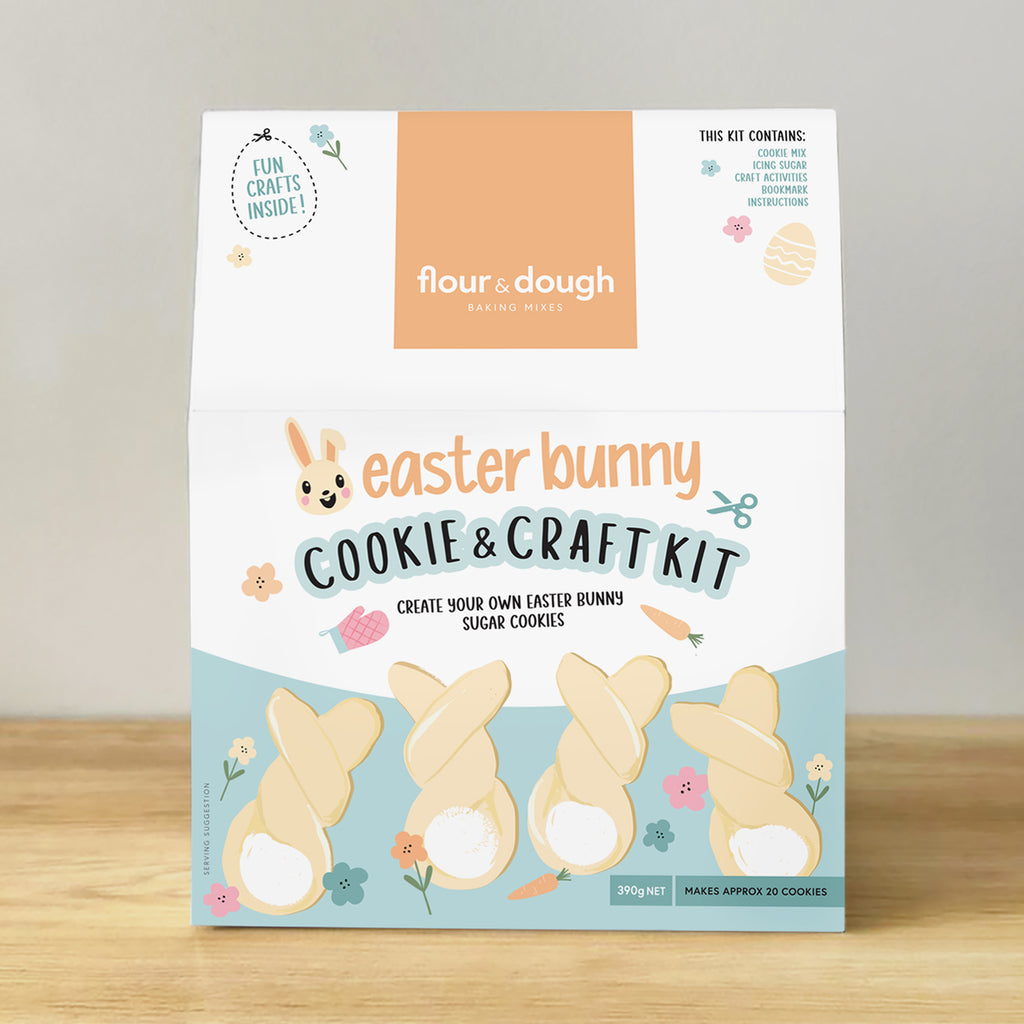 flour and dough easter bunny cookie and craft kit