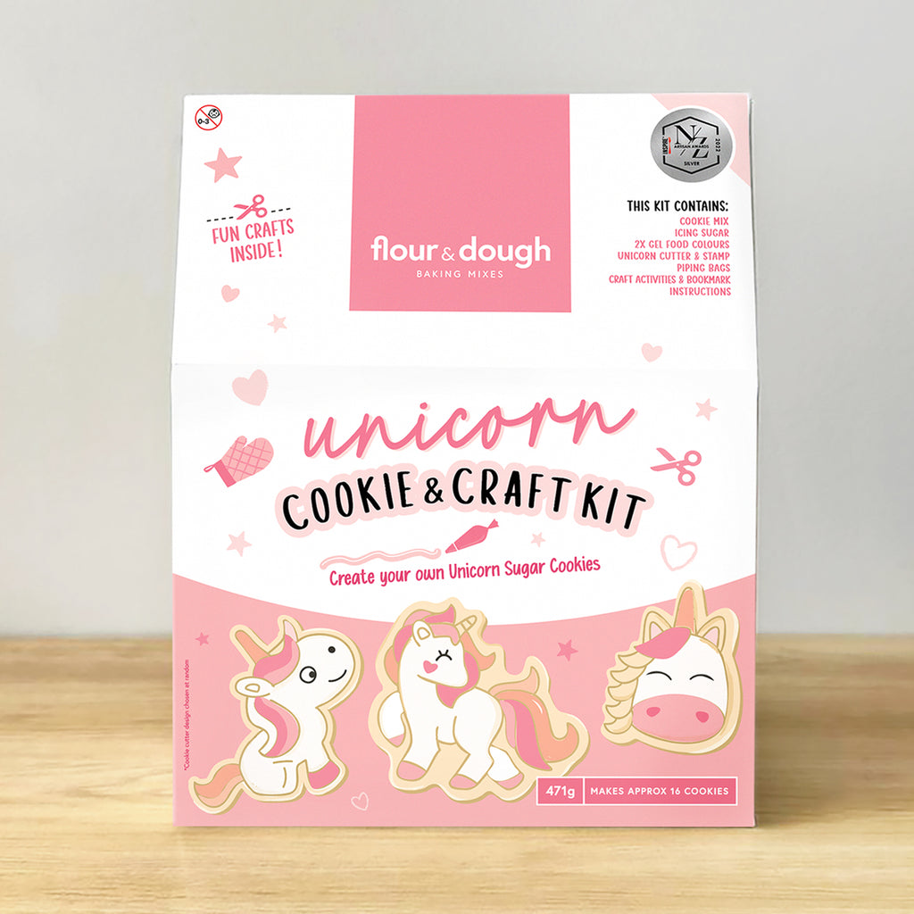 flour and dough unicorn cookie and craft kit for kids