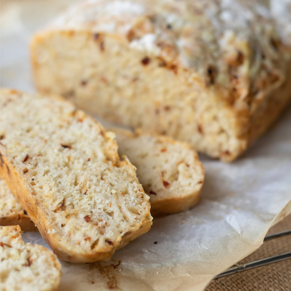 flour and dough chilli and garlic beer bread mix