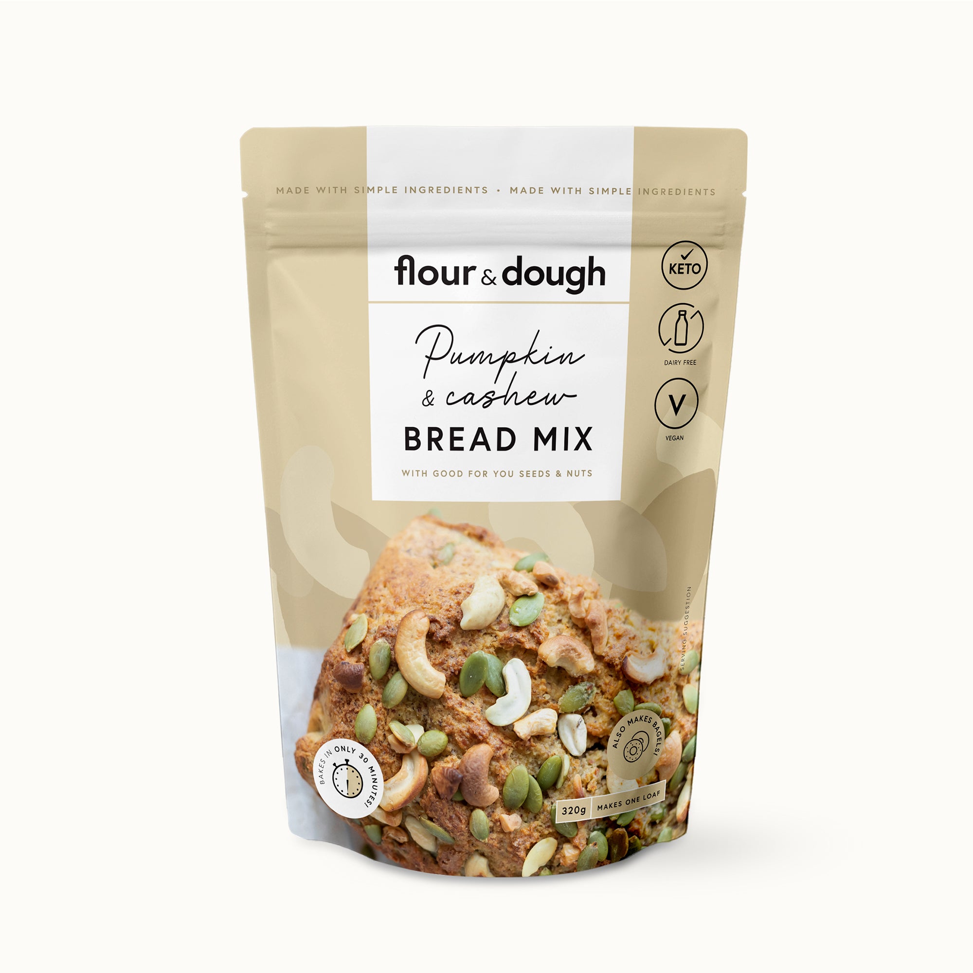 flour and dough pumpkin and cashew bread and bagel baking mix