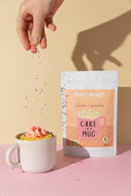 flour and dough mug cake sprinkles