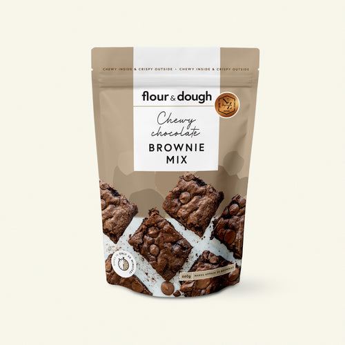 flour and dough chewy fudgy brownie baking mix