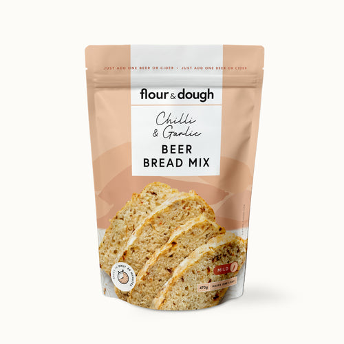 flour and dough chilli and garlic beer bread baking mix